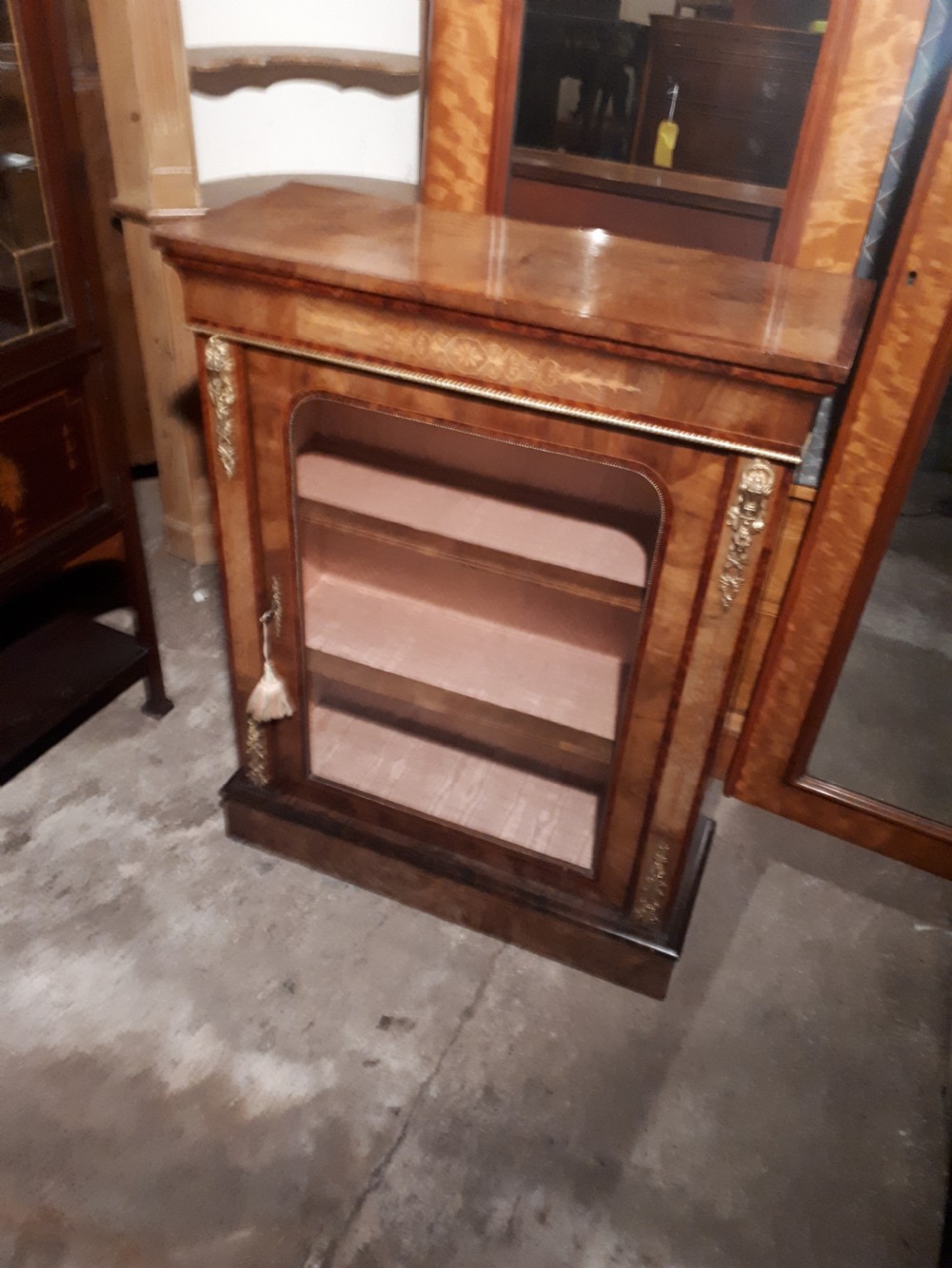 Good inlaid walnut pier cabinet