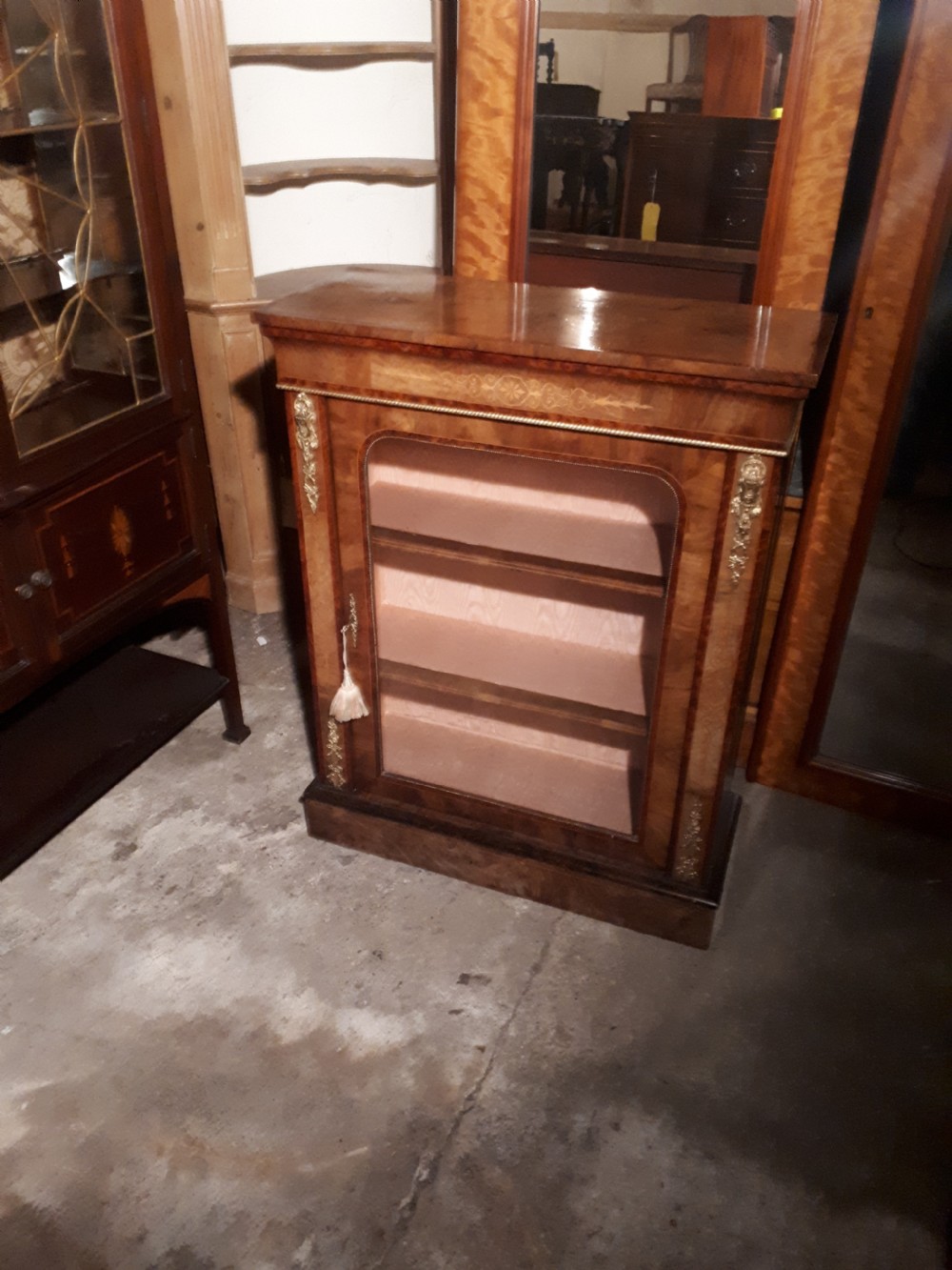 Good inlaid walnut pier cabinet View II