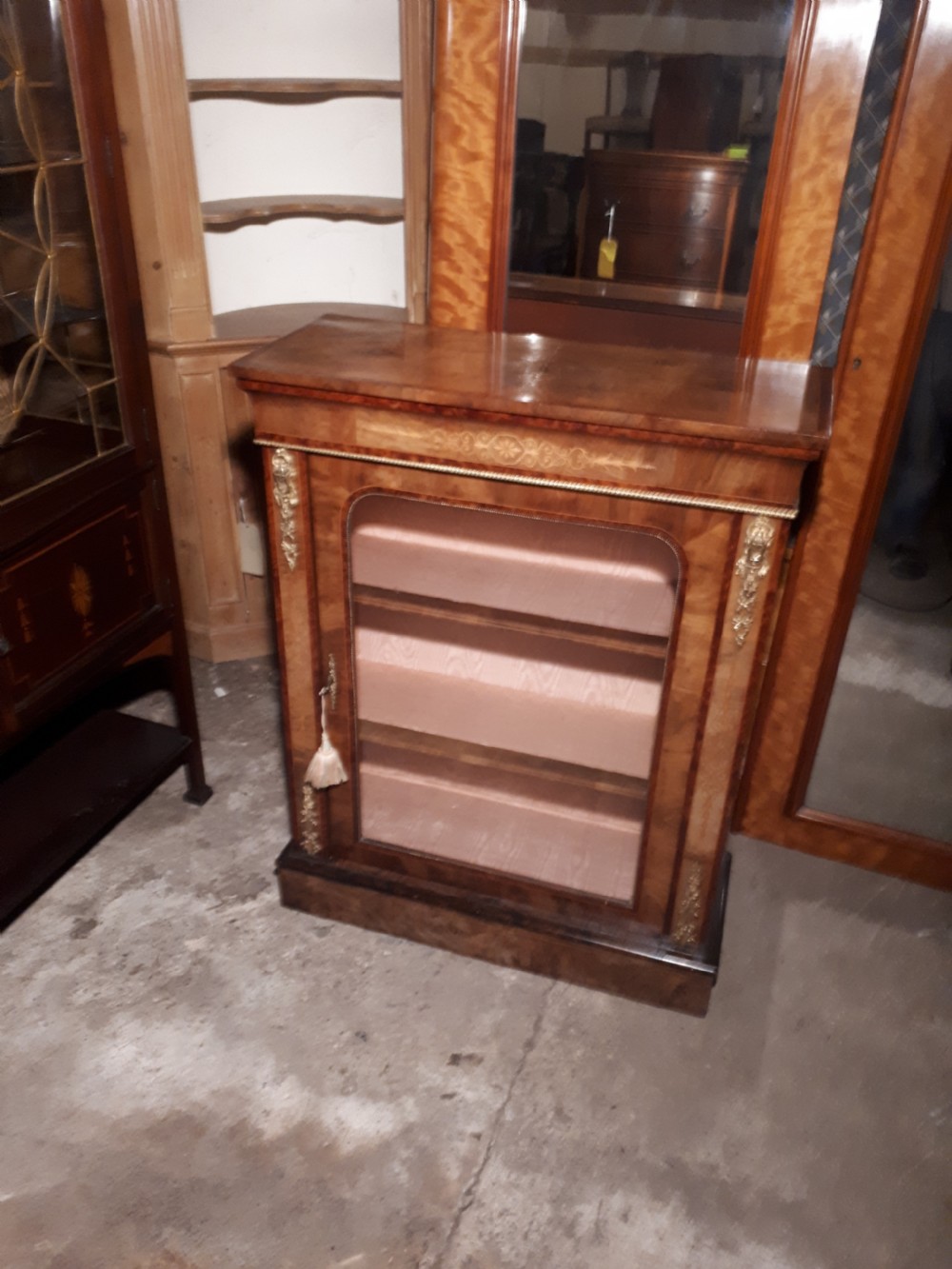 Good inlaid walnut pier cabinet View III