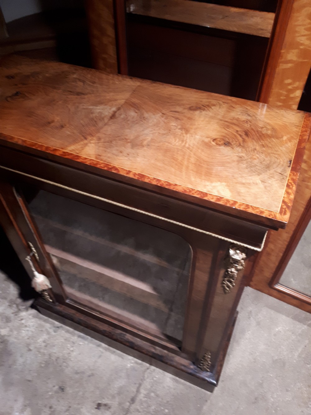 Good inlaid walnut pier cabinet View VII