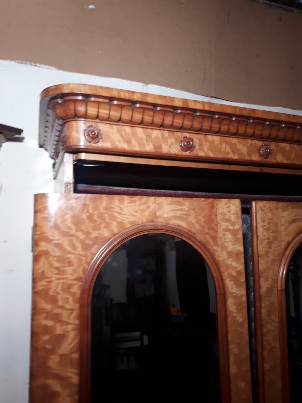 Good victorian satinbirch hanging wardrobe View III