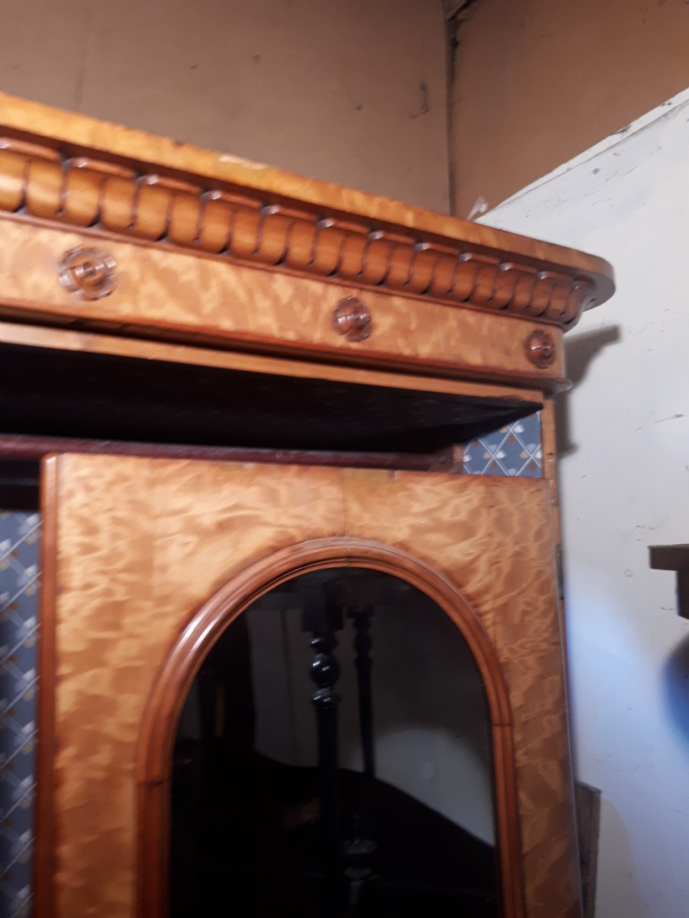 Good victorian satinbirch hanging wardrobe View IV