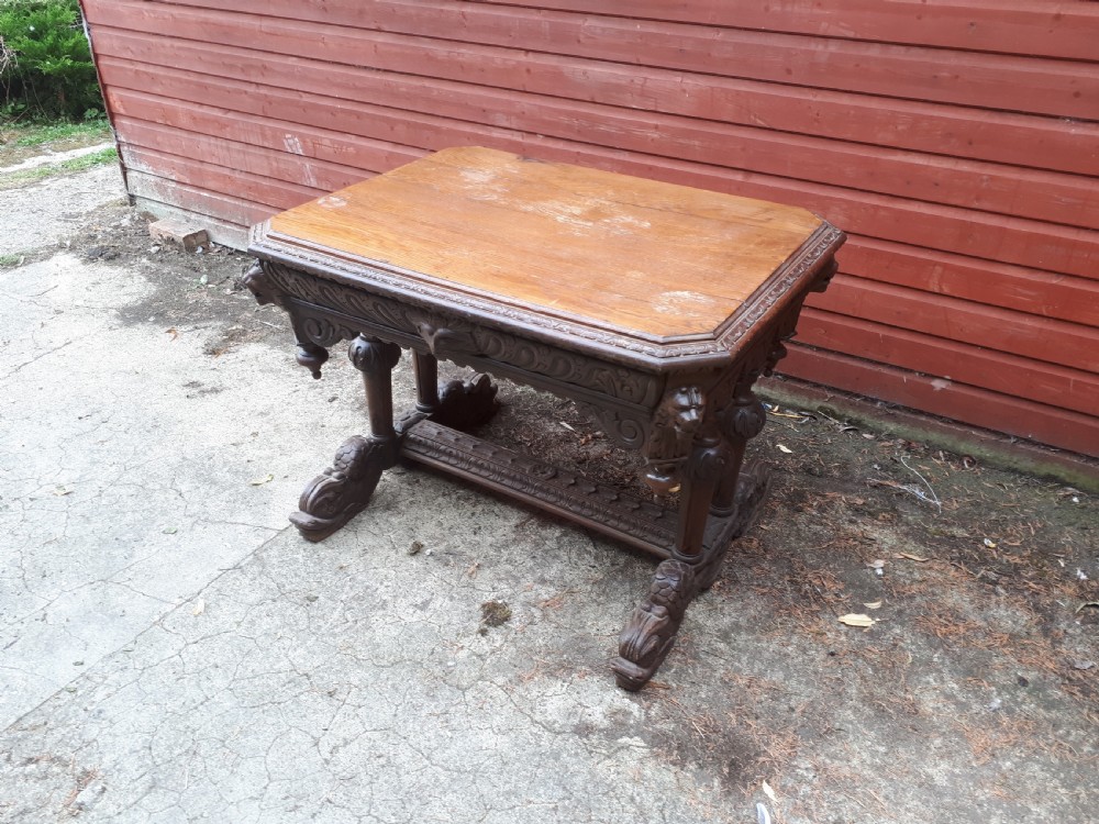 Late 19th century carved oak side table
