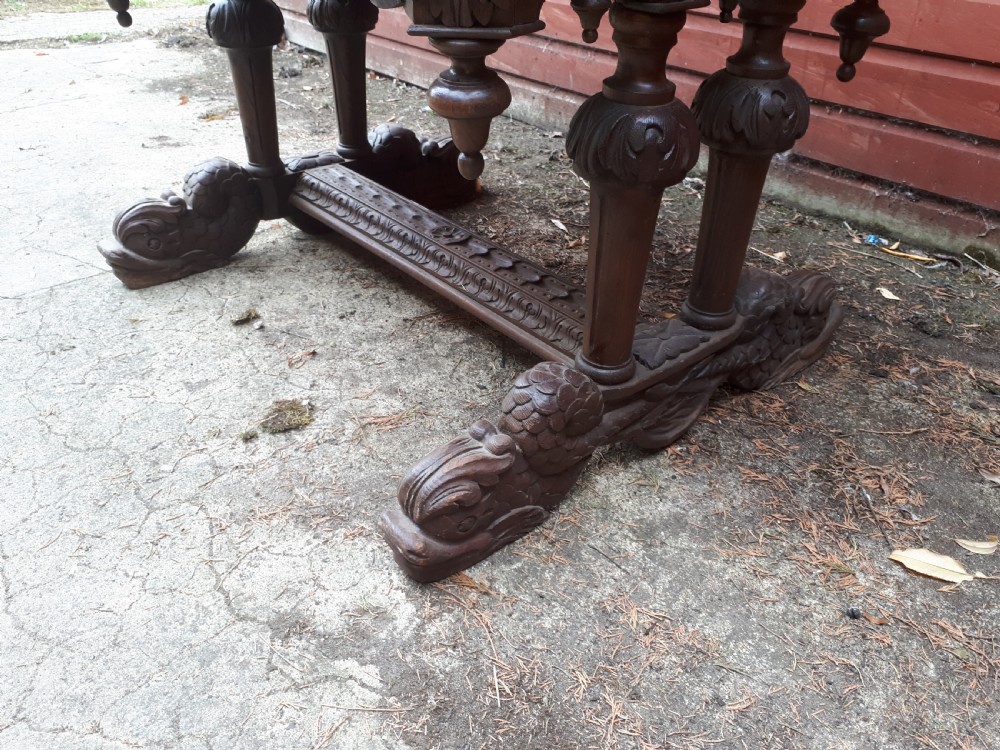 Late 19th century carved oak side table View II