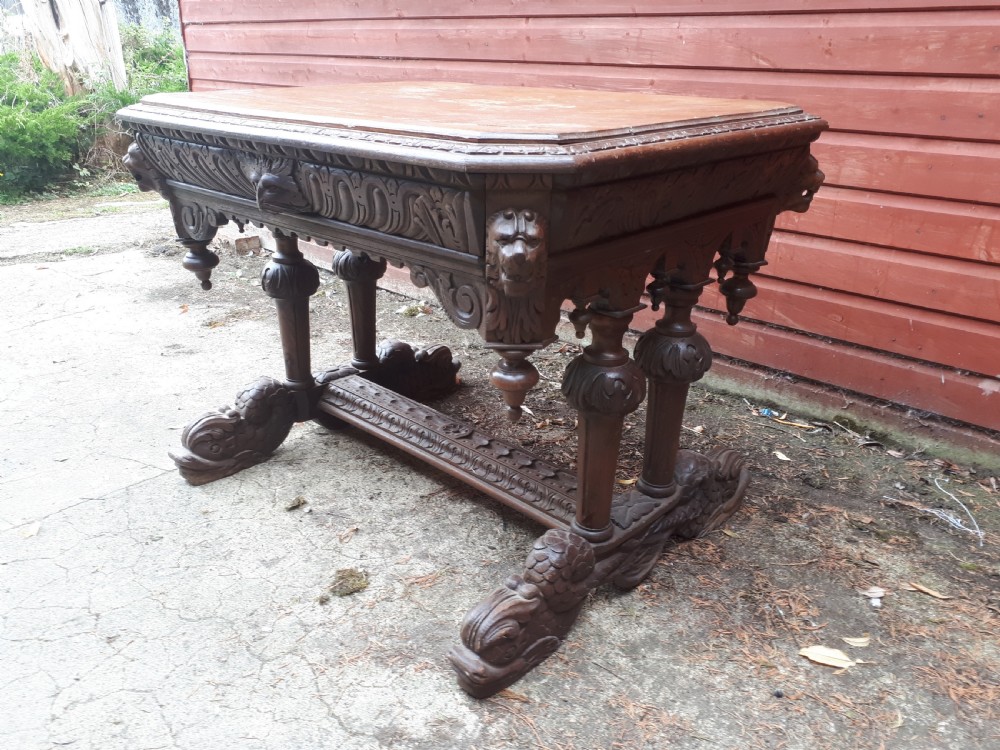 Late 19th century carved oak side table View III