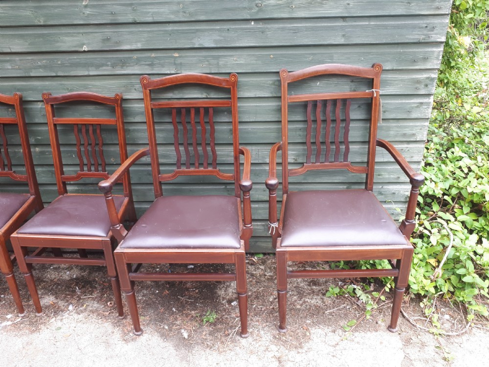 Set of Edwardian inlaid mahogany dining chairs View III