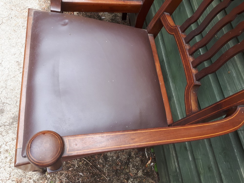 Set of Edwardian inlaid mahogany dining chairs View V