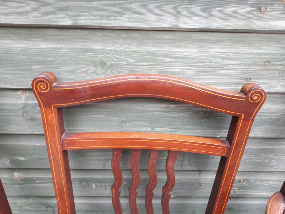 Set of Edwardian inlaid mahogany dining chairs View VI