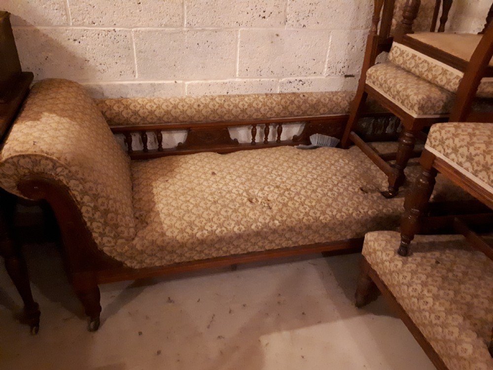 Late 19th century 9 piece oak drawing room suite View III