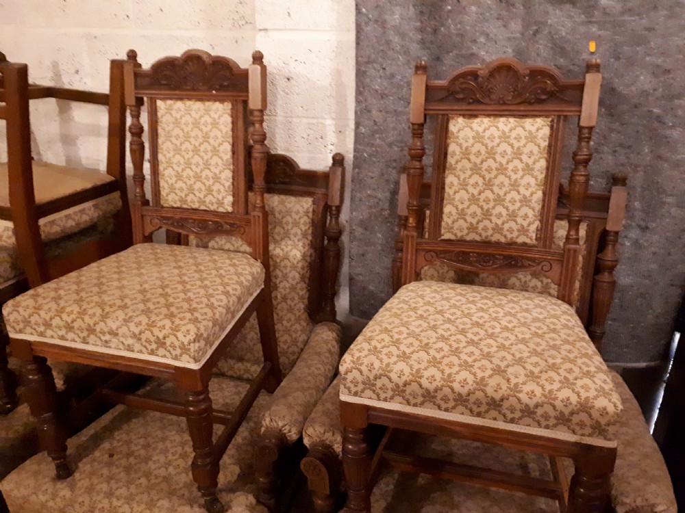 Late 19th century 9 piece oak drawing room suite View IV