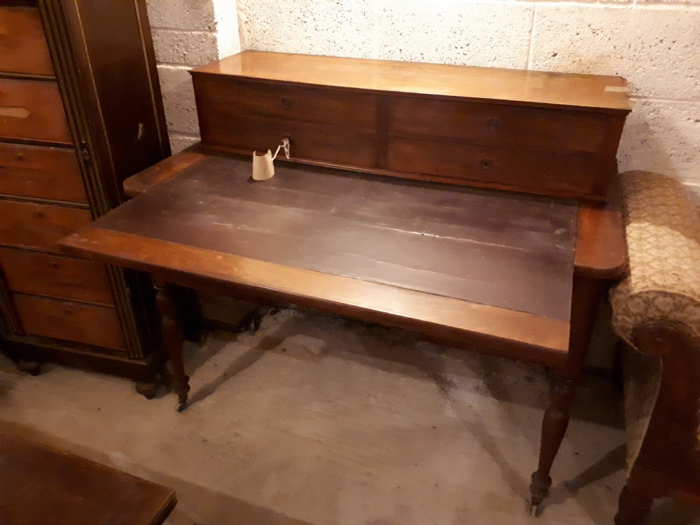 19th century mahogany kneehole writing table  View III