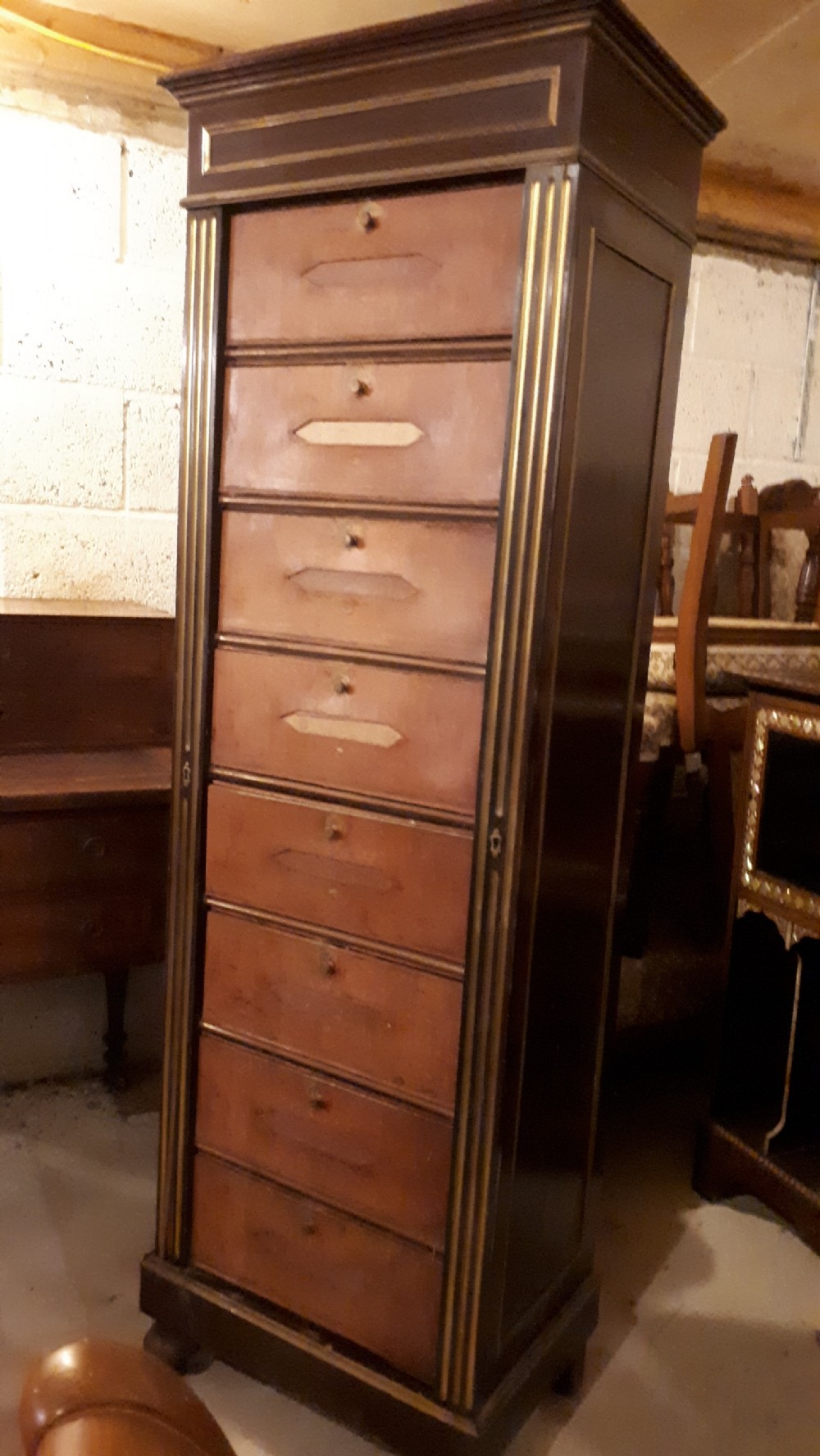 Late 19th century French mahogany and brass cabinet