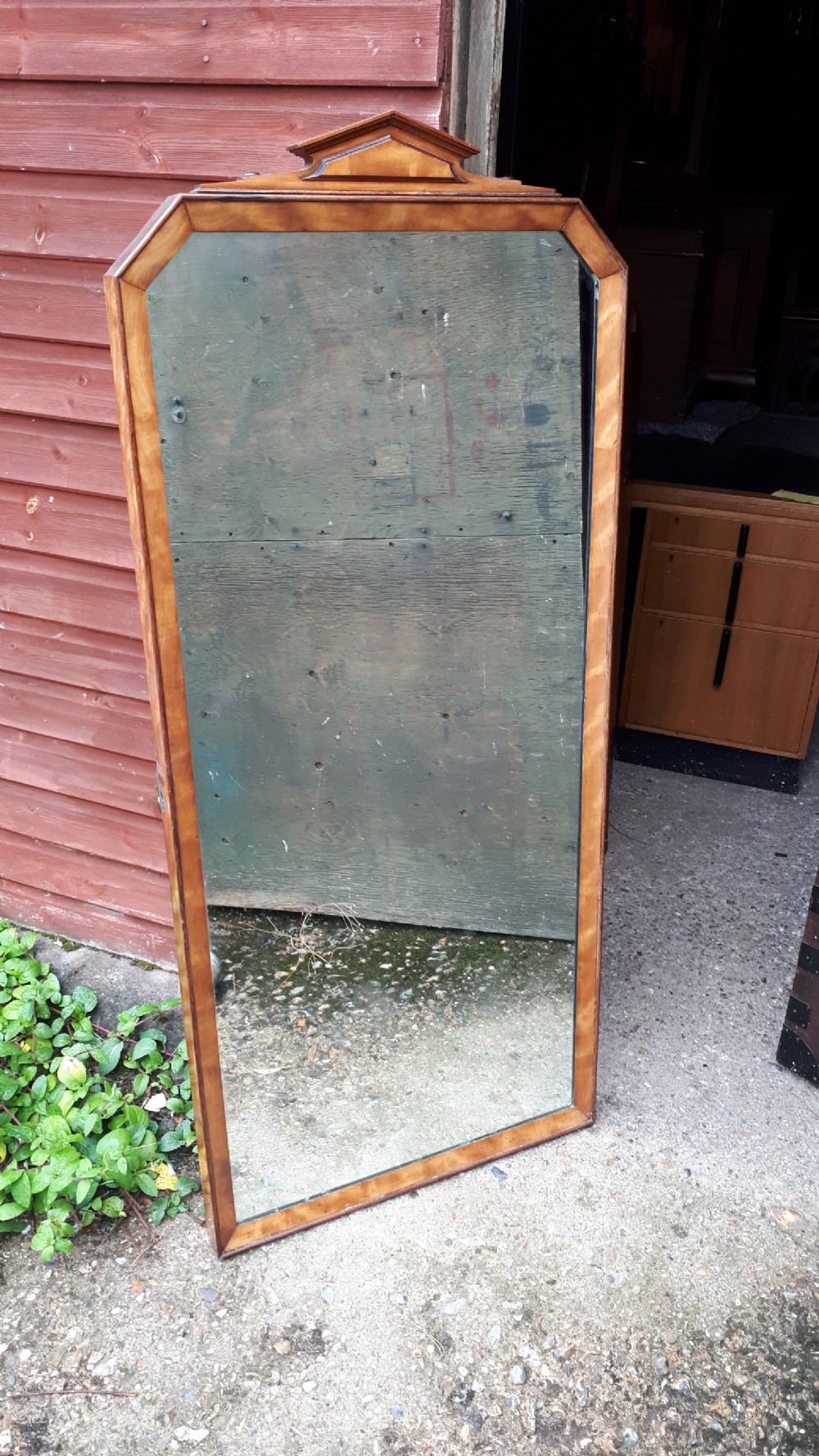 19th century satinbirch full length wall mirror View II