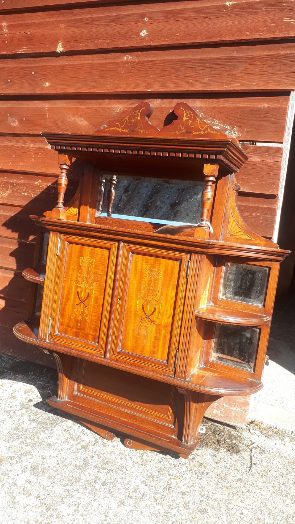 Edwardian inlaid wall cabinet  View II