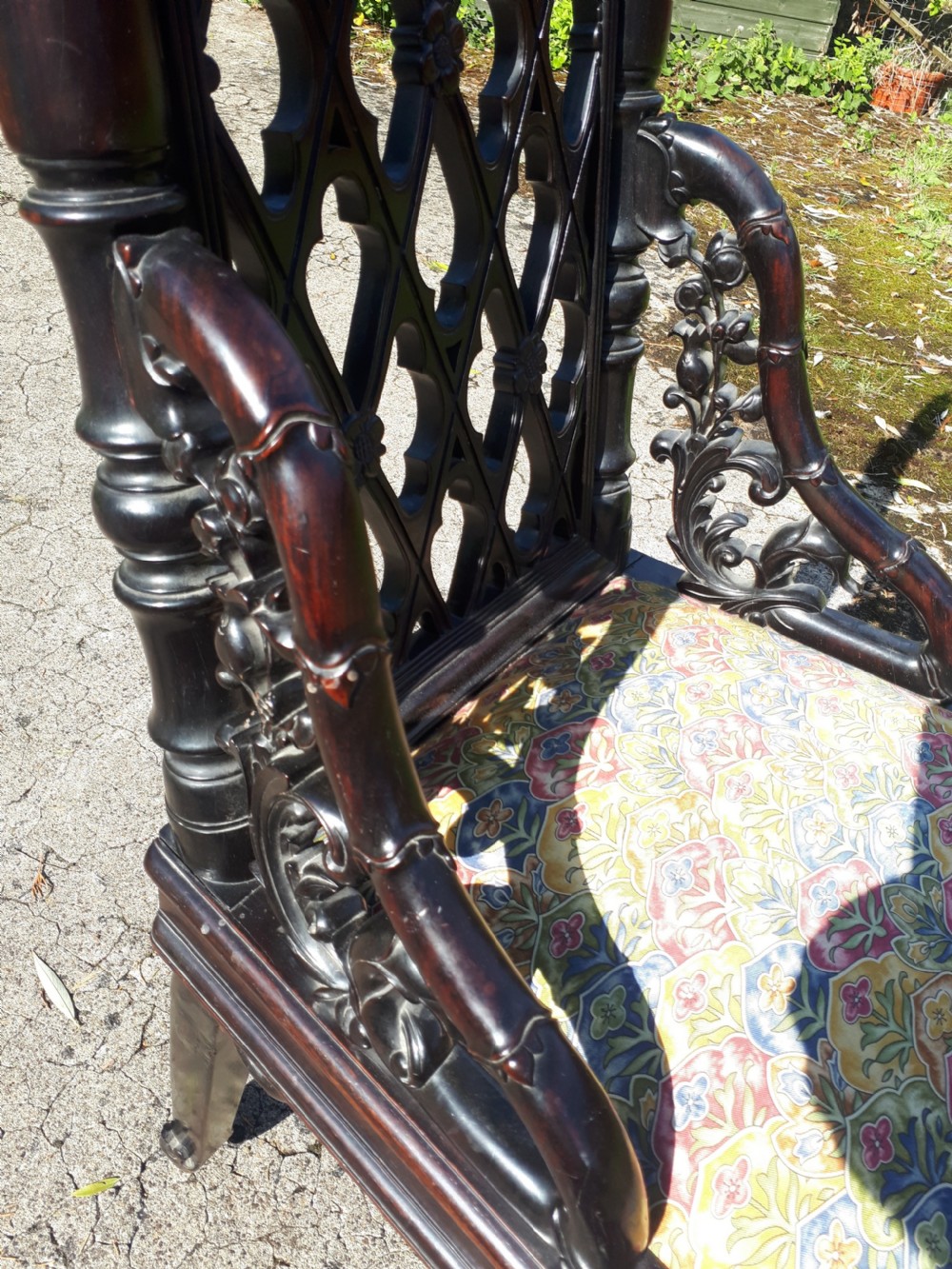 Late 19th century Chinese carved hall chair View IV