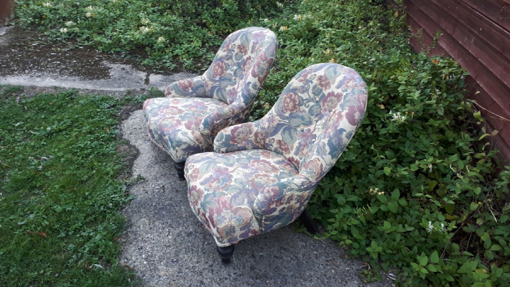 Pair of late Victorian nursing chairs( needing castors) View III