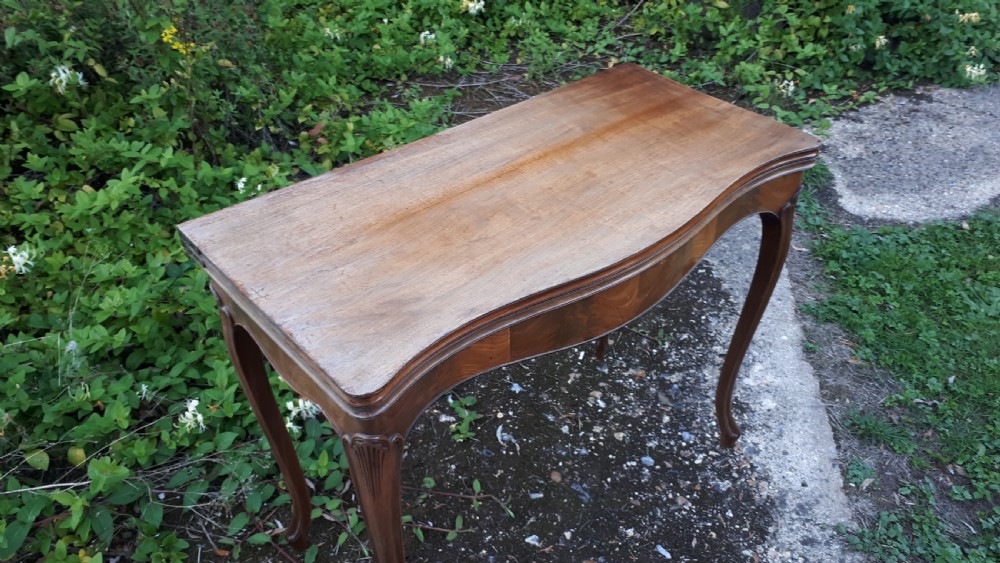 19th century serpentine front card table View II