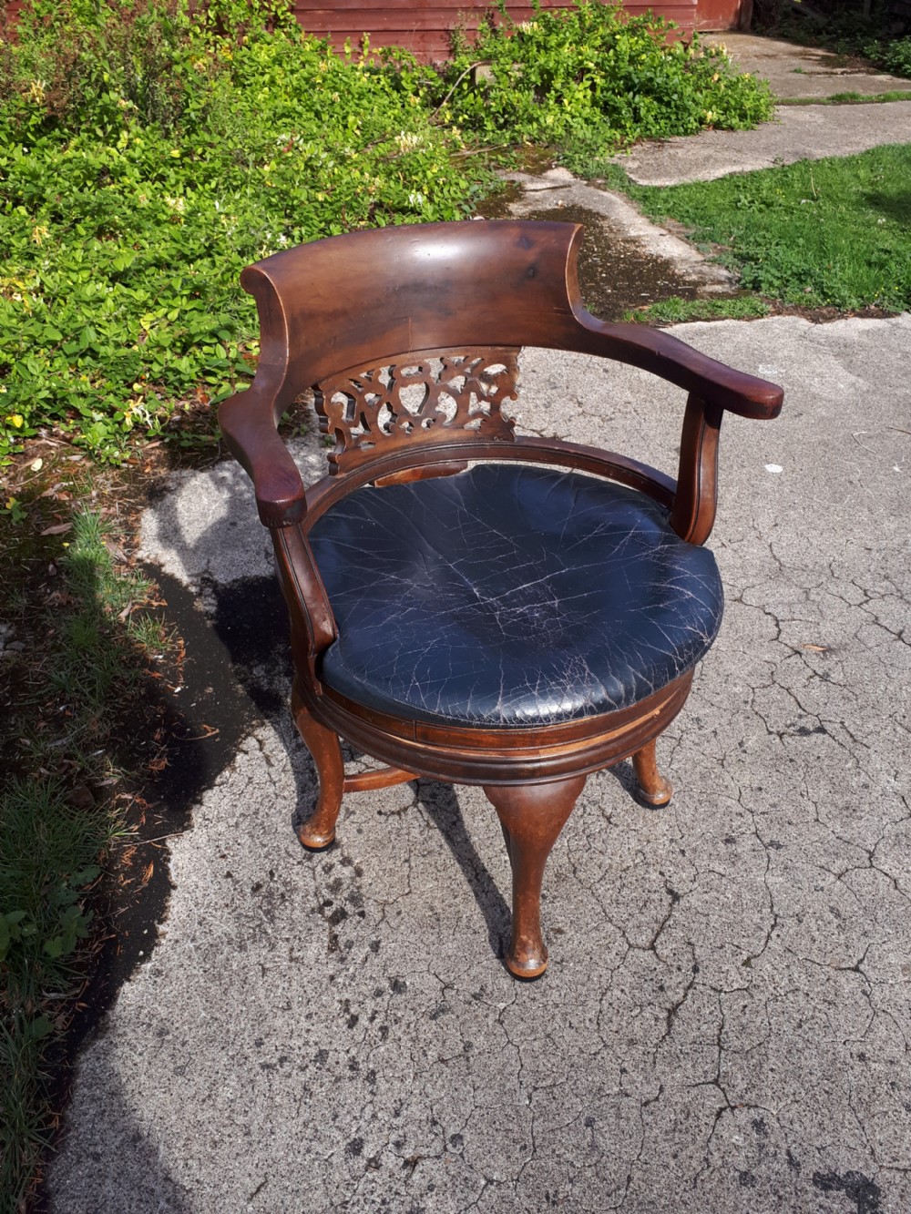 Edwardian mahogany revolving desk armchair 