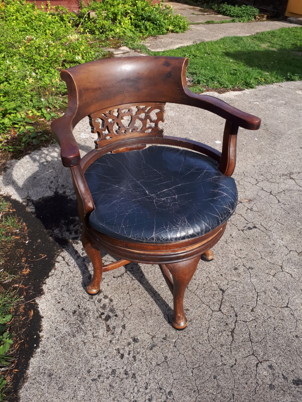 Edwardian mahogany revolving desk armchair  View III