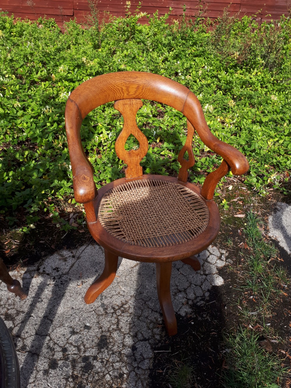 Late Victorian oak revolving desk armchair 