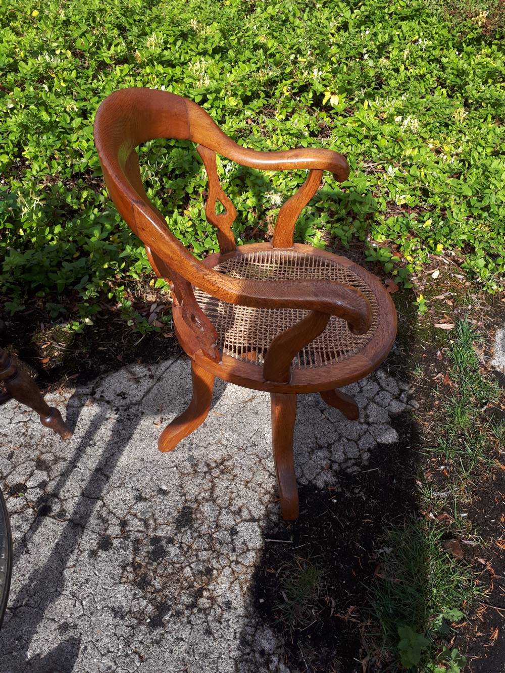 Late Victorian oak revolving desk armchair  View II