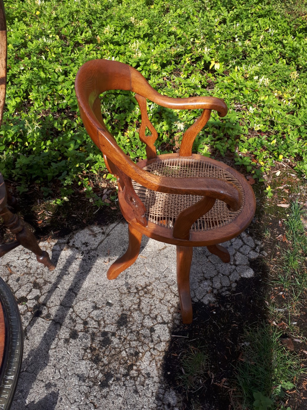 Late Victorian oak revolving desk armchair  View III