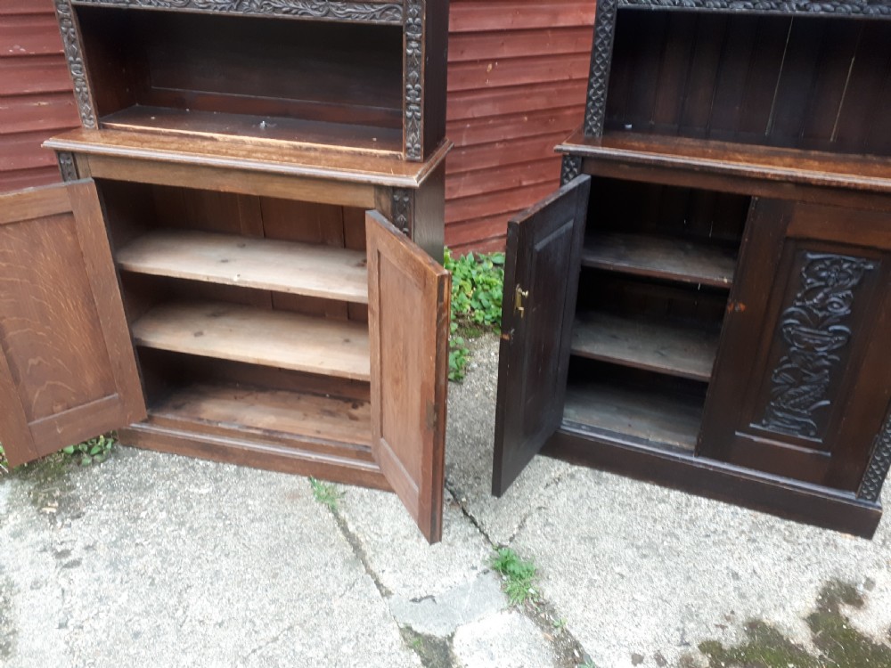 Pair of oak estate made country house cupboard bookcases View III