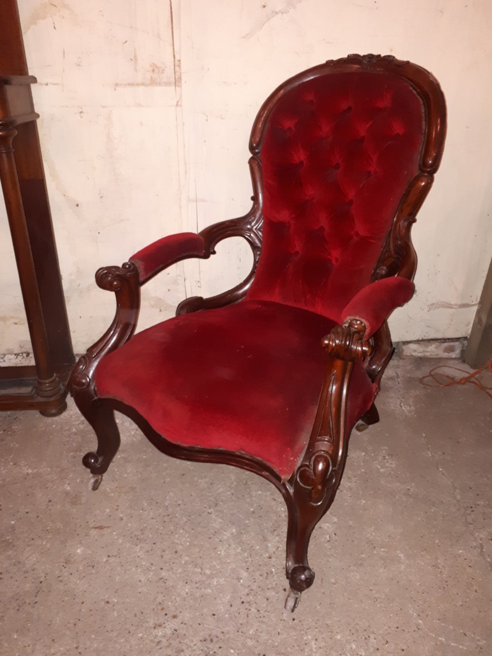Good quality carved mahogany frame armchair View II