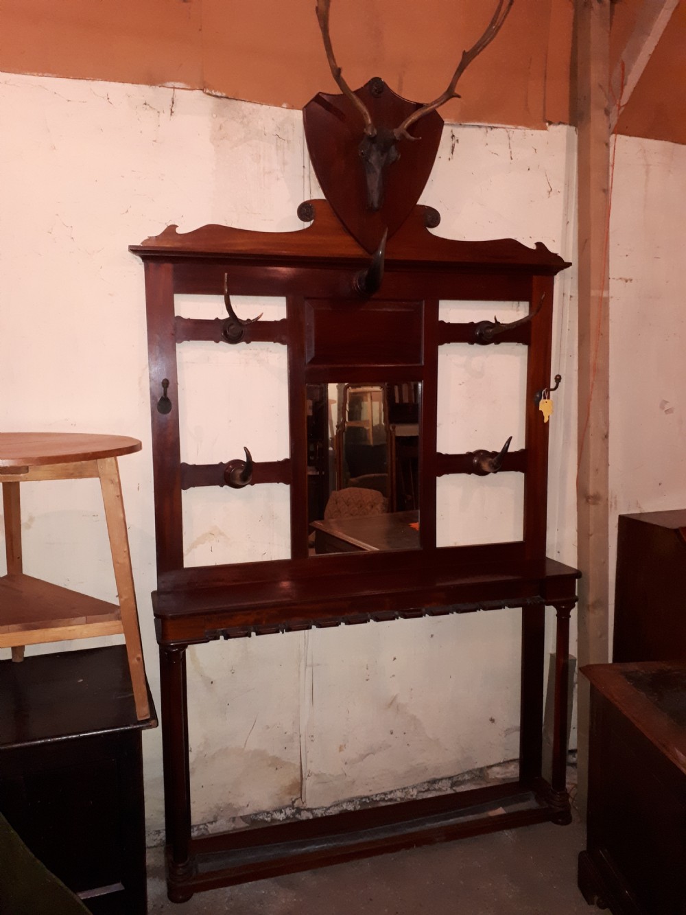 Large Late 19th century mahogany hunting lodge hallstand View VI