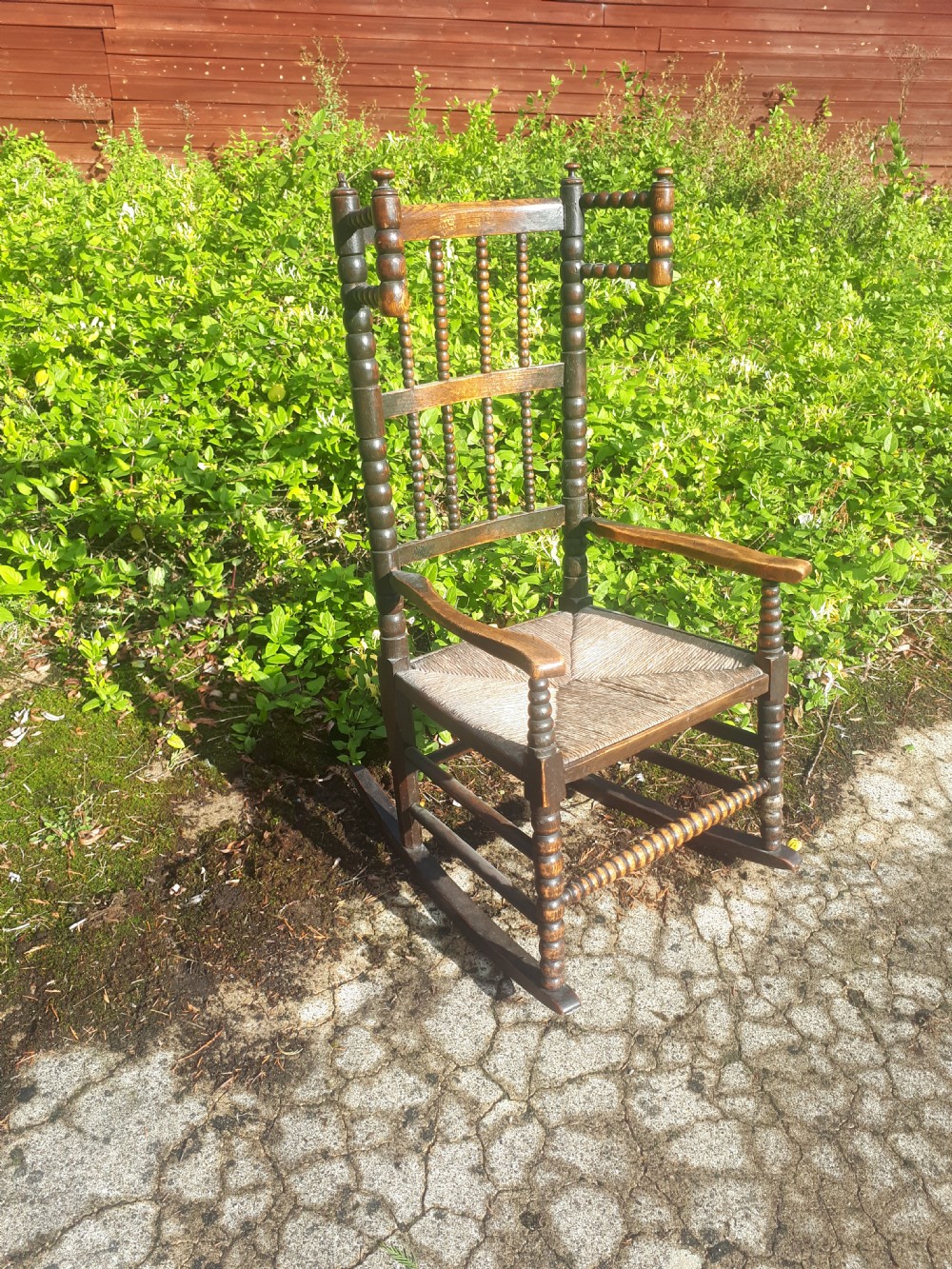 Childs 19th century wool winding rocking chair 