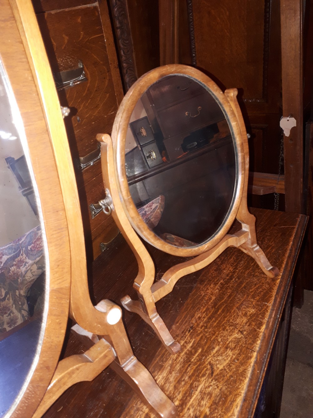 2 early 20th century mahogany Skelton frame dressing mirrors View III