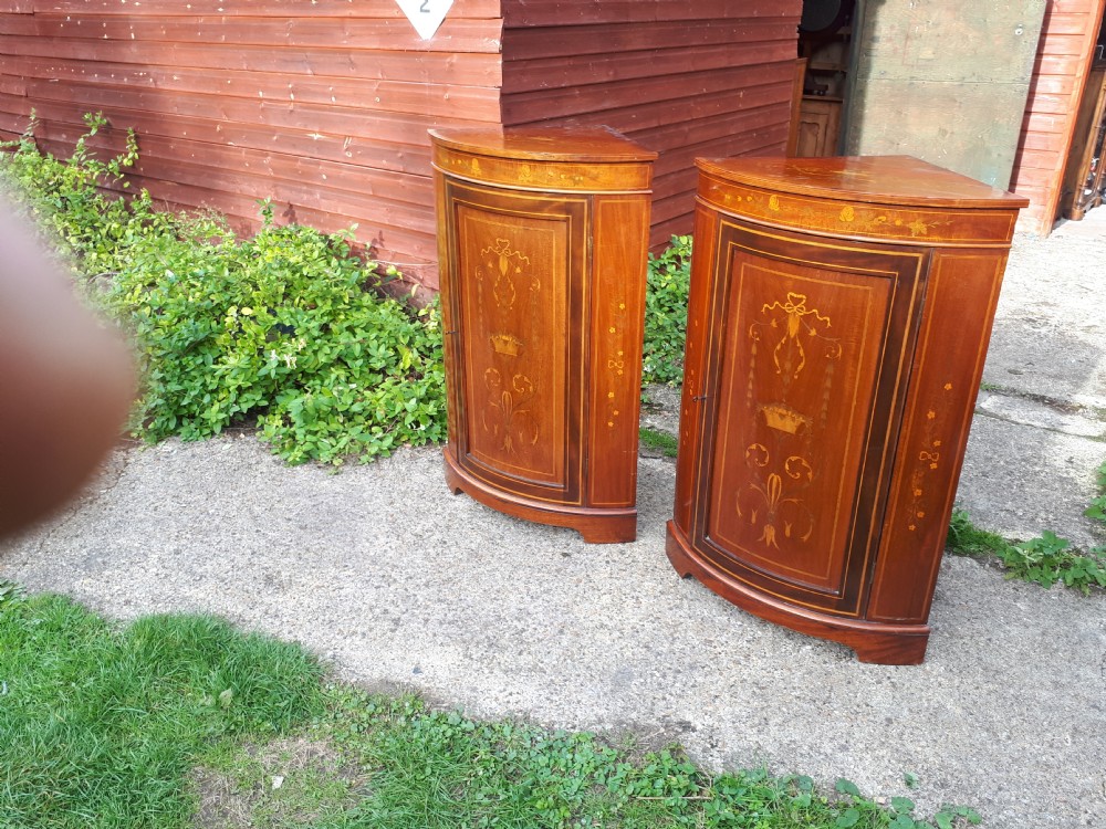 Pair of Edwardian inlaid cabinets View X