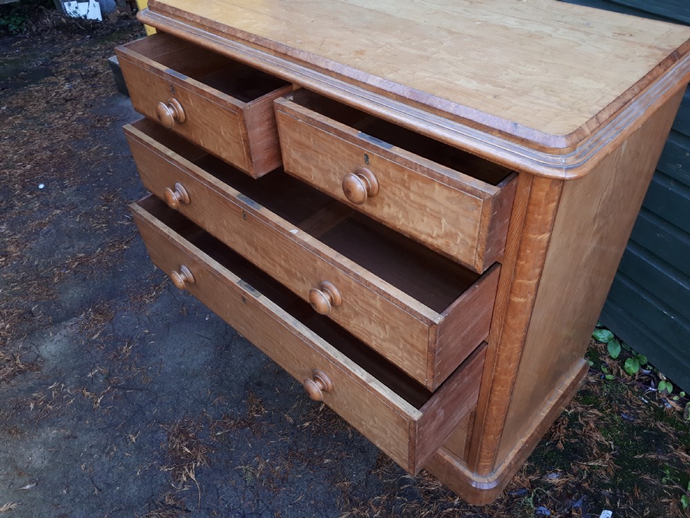 Good Victorian figured Hungarian ash drawers. View II
