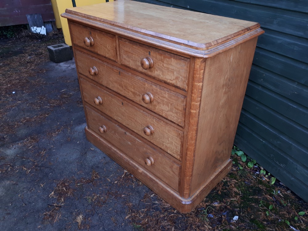 Good Victorian figured Hungarian ash drawers. View III