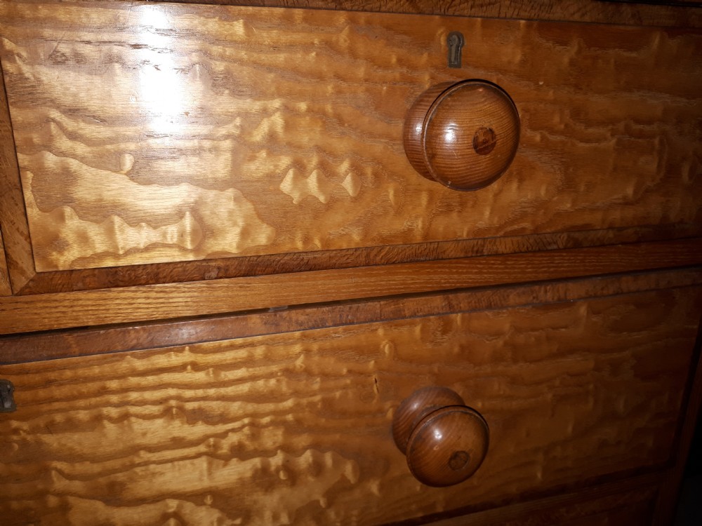 Good Victorian figured Hungarian ash drawers. View V