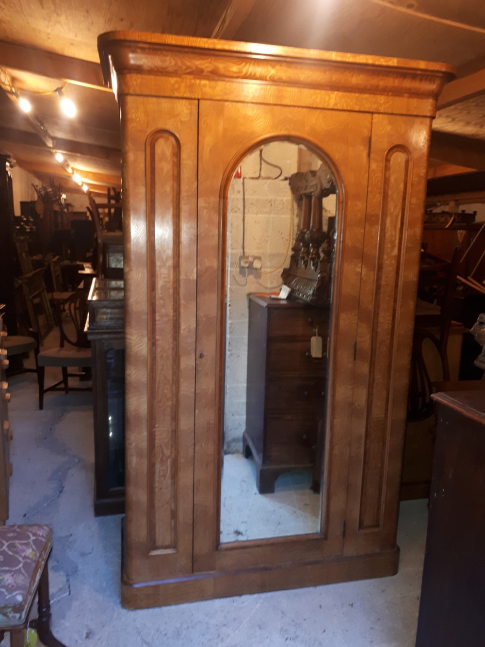 Good Victorian Hungarian ash single hall wardrobe
