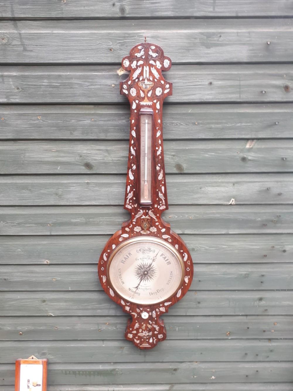 19th century inlaid rosewood barometer