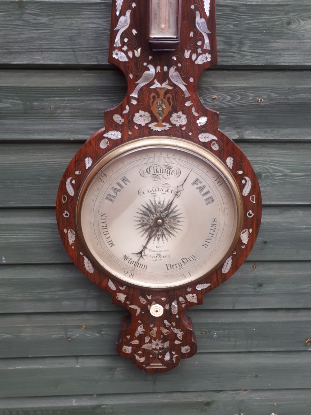 19th century inlaid rosewood barometer View II