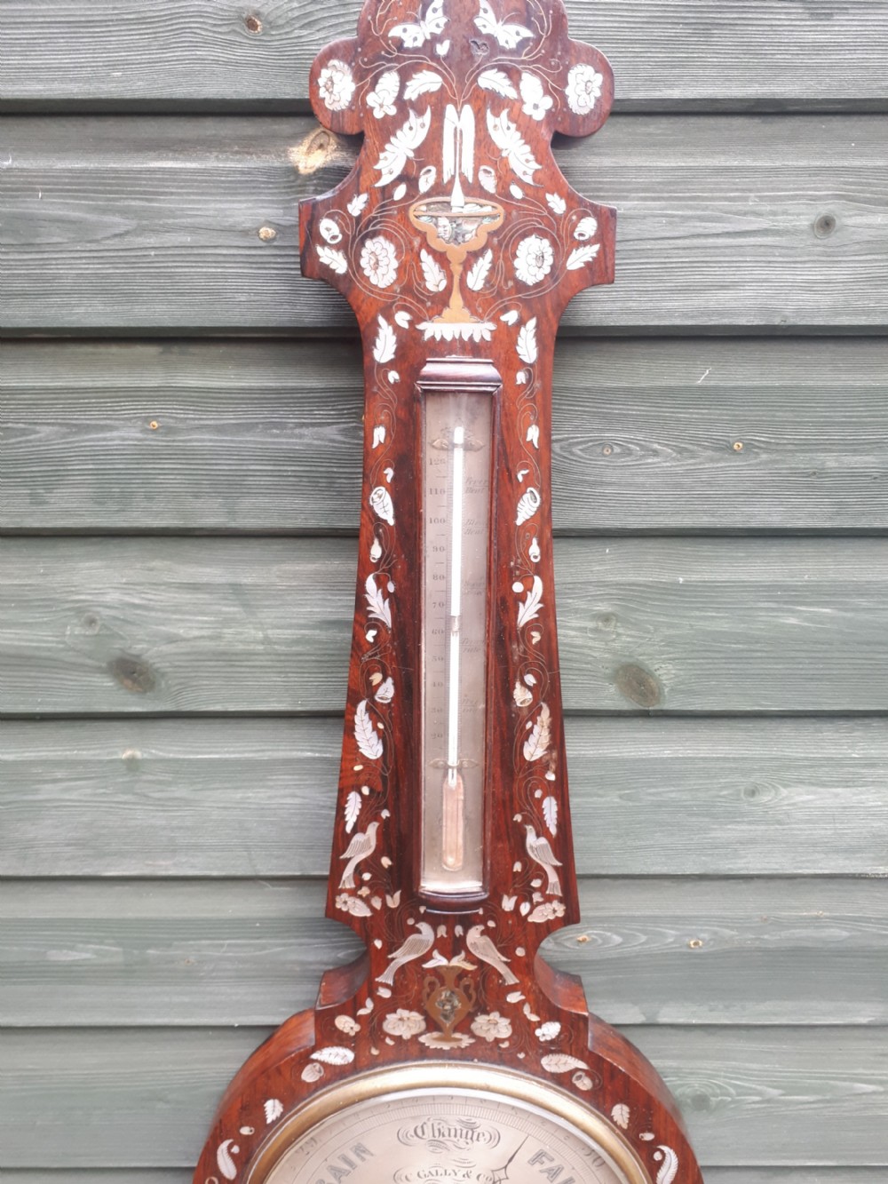 19th century inlaid rosewood barometer View III