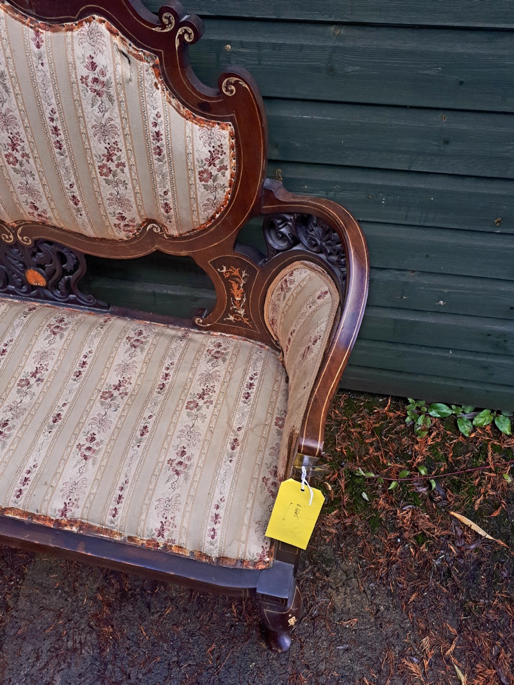 Edwardian inlaid mahogany window seat  View V
