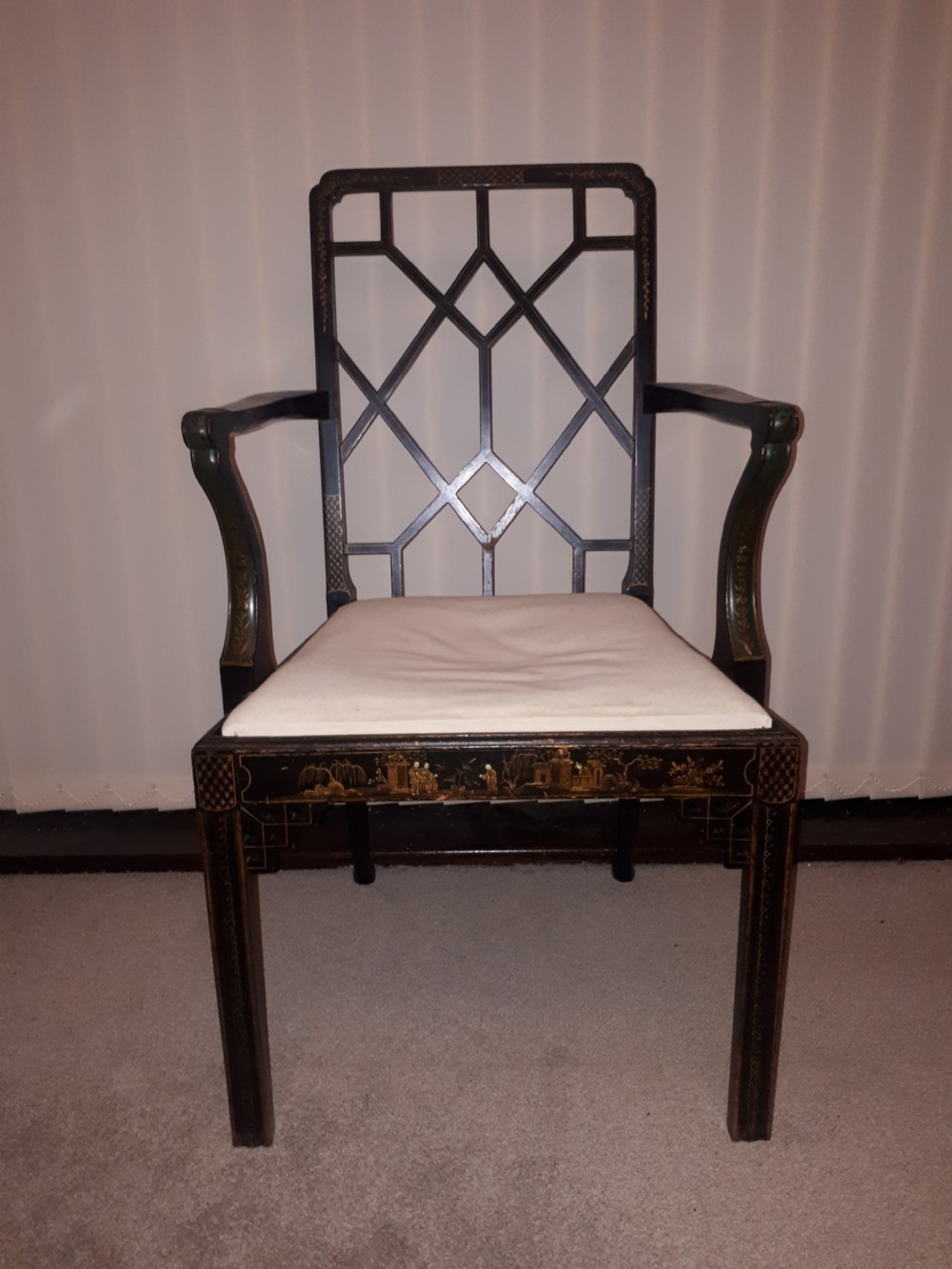 Decorated and lacquered desk armchair 