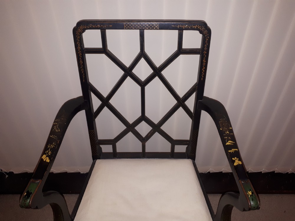 Decorated and lacquered desk armchair  View V