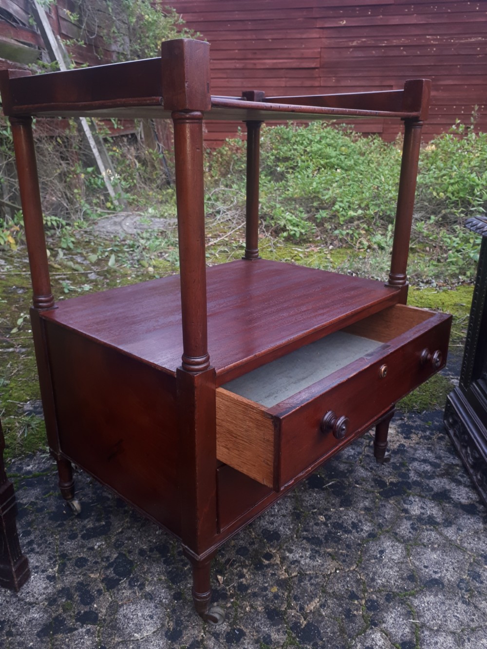 Useful 19th century mahogany 2 drawer table. View II