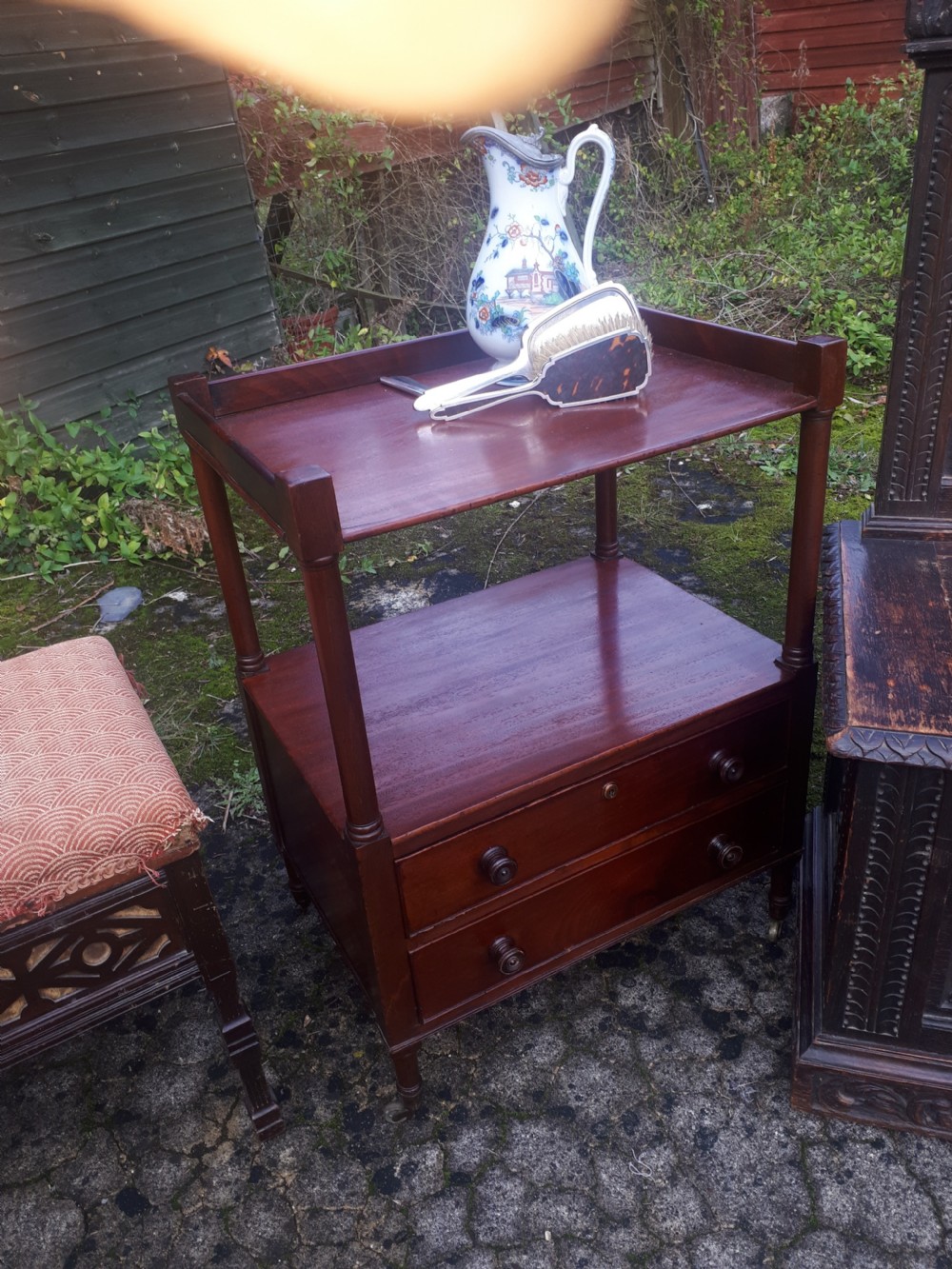 Useful 19th century mahogany 2 drawer table. View III