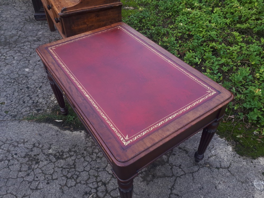 Early Victorian 2 drawer writing table with makers stamp View III
