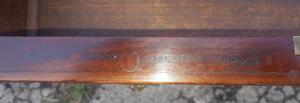 Early Victorian 2 drawer writing table with makers stamp View IV