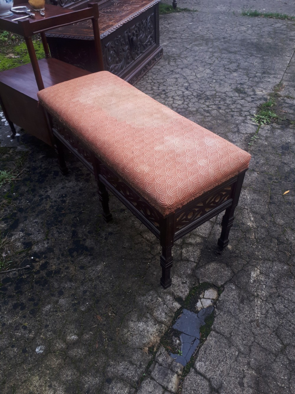 Late Victorian mahogany duet stool View III