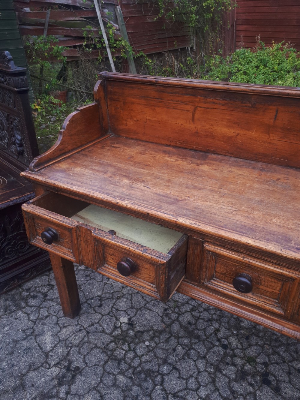 Rustic antique pine 2 drawer dresser  View IV