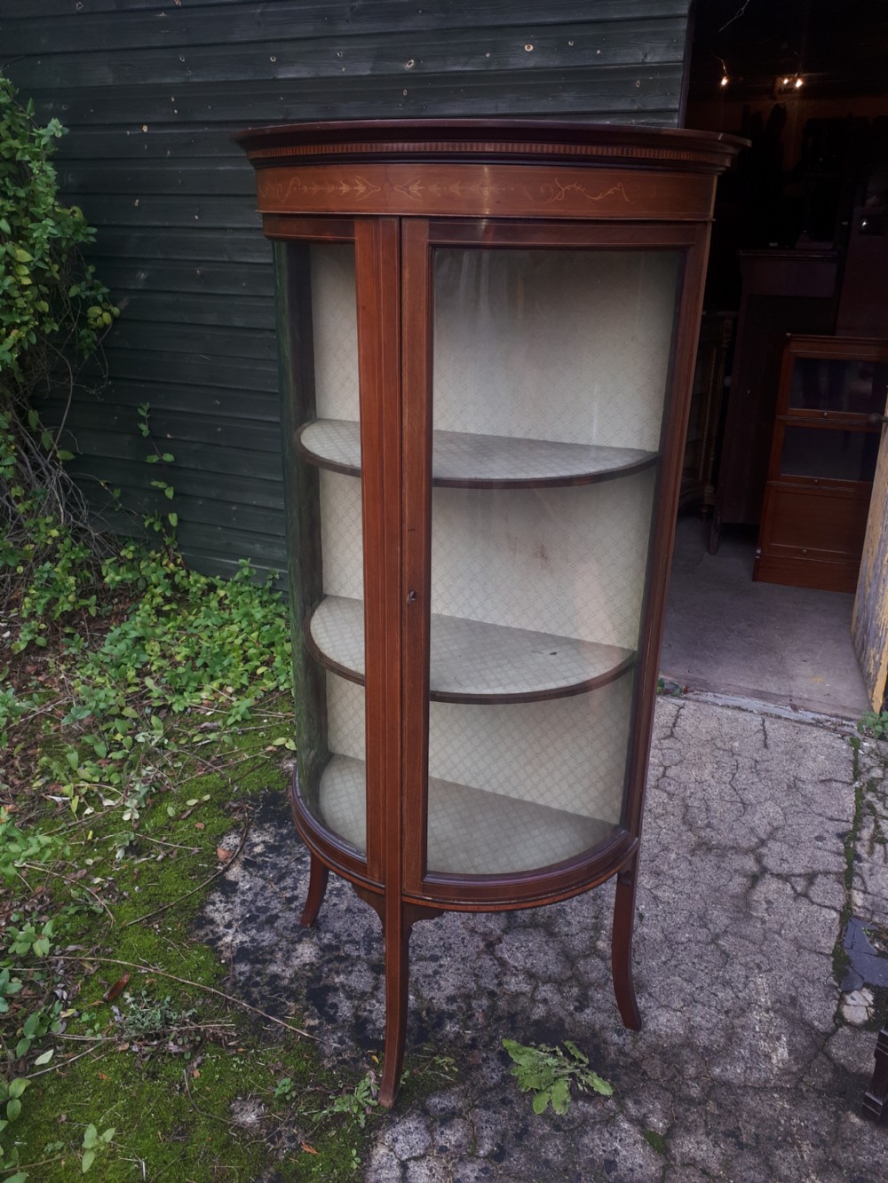 Edwardian inlaid mahogany display cabinet 