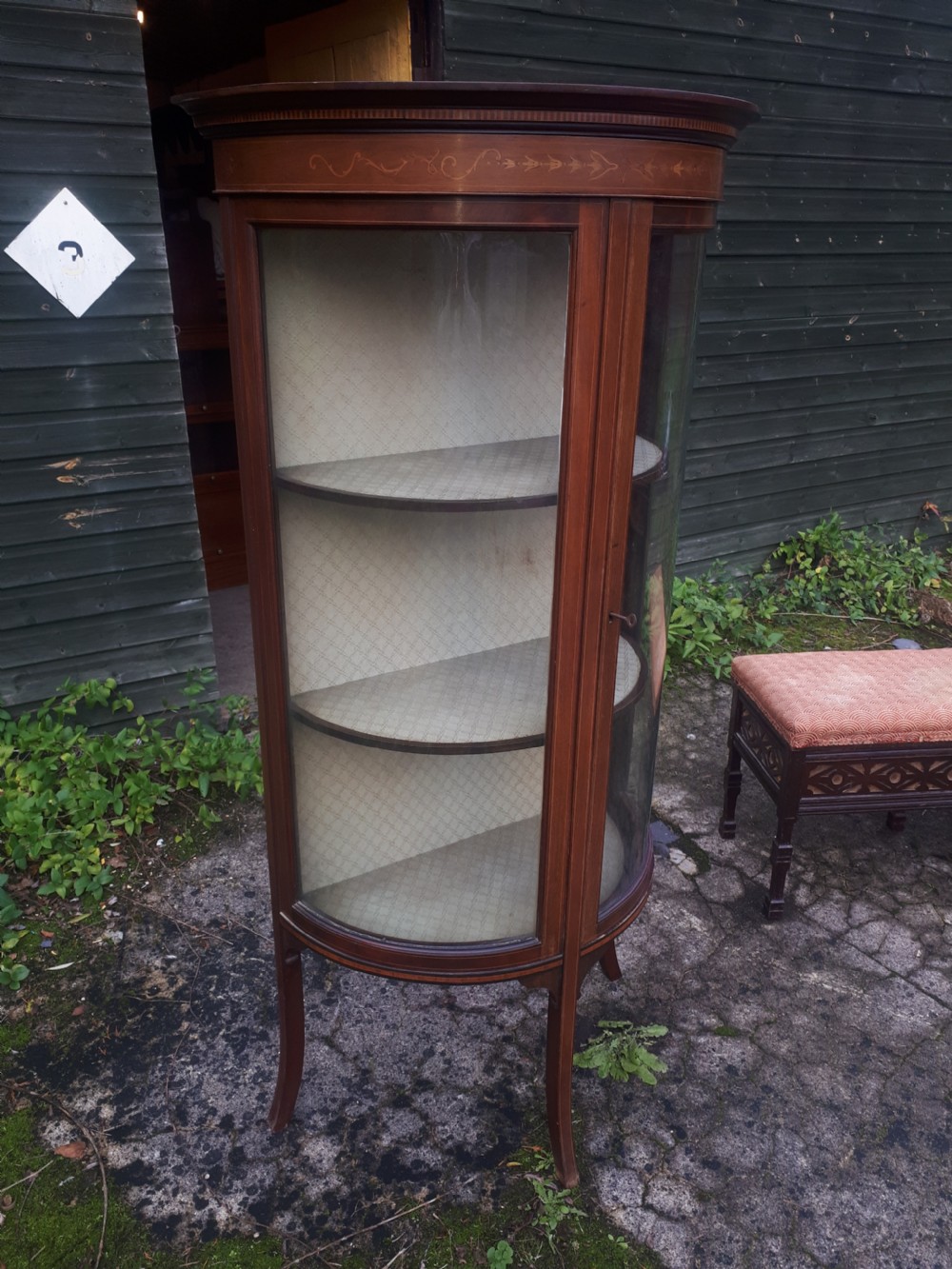 Edwardian inlaid mahogany display cabinet  View II